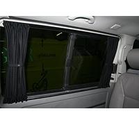 Bremer SITZBEZÜGE Cortinas a Medida, protección Solar, compatibles con VW T5, T6, T6.1, Caravelle, Larga Distancia Entre Ejes, con portón Trasero, en Negro, para Camping, Accesorios de