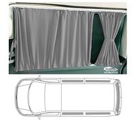 BREMER SITZBEZÜGE Cortinas a medida, protección solar, compatibles con VW T5 T6 T6.1 Transporter Caravelle distancia corta entre ejes con portón trasero en gris, accesorios para autocaravana, juego de