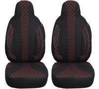 BREMER SITZBEZÜGE Fundas compatibles con Opel Vivaro B Conductor y Pasajero a Partir de 2014 - 2019 / Fundas de Asiento para Coche (2 Unidades), Color Negro y Rojo