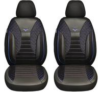 BREMER SITZBEZÜGE Fundas de Asiento compatibles con Saab 9 - 5 2ª generación, Conductor y Pasajero a Partir de 2005 - 2009 PS806 Negro y Costuras Azules.