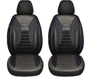 BREMER SITZBEZÜGE Fundas de Asiento compatibles con Toyota Prius 2 Conductor y Pasajero a Partir de 2003 - 2009 PS806 Negro y Costuras Azules