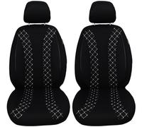 BREMER SITZBEZÜGE Fundas de Asiento de Coche compatibles con Volvo XC90 2 Juego de Conductor y Pasajero a Partir de 2015/fundas Protectoras de Asiento de Coche, Paquete de 2 en Costuras Negras y