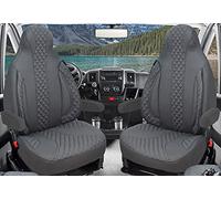 BREMER SITZBEZÜGE Fundas de Asiento de piloto compatibles con Autocaravana Ducato Weinsberg Adria Dethleffs Accesorios, Juego de 2 Fundas Protectoras con reposabrazos en Gris | WPL409