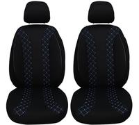 BREMER SITZBEZÜGE Fundas de asiento para coche compatibles con BMW X3 F25 para conductor y pasajero a partir de 2010 - 2017, juego de fundas de asiento de coche, 2 unidades, color negro y azul costura