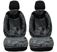 BREMER SITZBEZÜGE Fundas de Asiento para Coche compatibles con Fiat Punto Tipo 199, Juego de 2005 - 2018, Juego de Fundas de Asiento de Coche, 2 Unidades en Gris Felpa