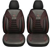 BREMER SITZBEZÜGE Fundas de Coche compatibles con Peugeot 307, Juego de 2001 - 2008 / Funda Protectora para Coche de Piel sintética Aterciopelada, Juego de 2 Unidades en Negro y Rojo Costura