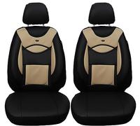 BREMER SITZBEZÜGE Fundas de Piel sintética para Coche compatibles con Renault Trafic 3 Conductor y copiloto a Partir de 2014 / Juego de Fundas de Asiento de Coche, 2 Unidades en Negro/Beige (D107)