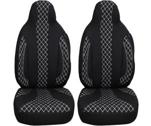 Bremer SITZBEZÜGE - Juego de 2 Fundas de Asiento de Coche compatibles con Nissan Qashqai 1 J10 Conductor y Pasajero Desde 2006 hasta 2013 - Costuras Negras y Blancas