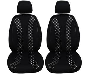 BREMER SITZBEZÜGE Measure - Fundas de Asiento de Coche compatibles con Hyundai Ioniq 5 Juego de Fundas Protectoras de Asiento de Coche de 2022, Paquete de 2 Pulgadas, Costuras Negras/Blancas
