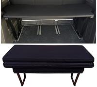 BREMER SITZBEZÜGE Tablero Multiflex compatible con VW Multivan T5 T6 T6.1 en set extensión de cama colchoneta para dormir altura de 51 cm incluye consolas y colchón plegable de imitación piel negro