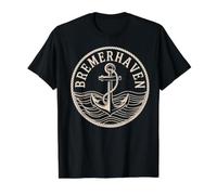 Bremerhaven Travel Alemania Playa Ocean Anchor Camiseta gráfica económica, Hombre, Negro, S