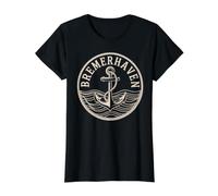 Bremerhaven Travel Alemania Playa Ocean Anchor Camiseta gráfica económica, Mujer, Negro, M