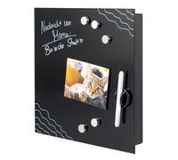 bremermann Caja para llaves XL con frontal de cristal, se puede escribir, 13 ganchos, 6 imanes, 1 rotulador, 1 soporte para marcadores, cuerpo de metal gris con recubrimiento de polvo (negro completo)