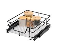 bremermann cajón telescópico 45 cm con balda, para reequipamiento, con guías telescópicas de bolas, ideal para cocina, baño y dormitorio, de metal (Negro)