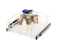 bremermann cajón telescópico 45 cm con balda, para reequipamiento, con guías telescópicas de bolas, ideal para cocina, baño y dormitorio, de metal (Blanco crema)