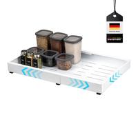 bremermann Cajón telescópico con estante, extensible, ancho ajustable de 43 a 67 cm, rieles de extracción para pegar o taladrar, cajón de cocina para reequipar, de metal negro (blanco)