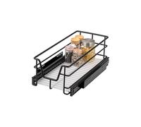 bremermann cajón telescópico de 30 cm con balda, para reequipamiento, con guías telescópicas de bolas, ideal para cocina, baño y dormitorio, de metal (Negro)