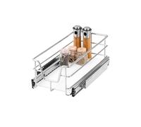 bremermann cajón telescópico de 30 cm con balda, para reequipamiento, con guías telescópicas de bolas, ideal para cocina, baño y dormitorio, de metal (Cromo)