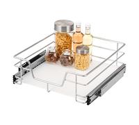 bremermann cajón telescópico de 50 cm con balda, para reequipamiento, con guías telescópicas de bolas, ideal para cocina, baño y dormitorio, de metal (Cromo)
