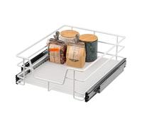 bremermann cajón telescópico metálico con estante de plástico, cajón de cocina para armarios de 45 cm de ancho exterior, extensión total con guías telescópicas de rodamientos de bolas, blanco