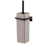 bremermann Conjunto de Inodoro Angular Savona con Superficie de Goma Suave al Tacto, Incluye Soporte de Pared para Pegar o taladrar para baño y Aseo de Invitados de plástico (Taupe)