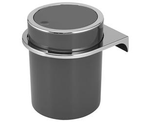 bremermann Cubo de basura SAVONA redondo con tapa abatible y almohadillas de EVA antiarañazos, incluye soporte de pared para pegar o taladrar, cubo de baños de invitados, 5,5 litros (Gris)