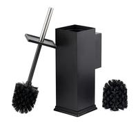 bremermann Escobillero de inodoro con soporte de pared, soporte para escobilla de inodoro, cuadrado de acero inoxidable, color negro