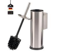 bremermann Escobillero de inodoro con soporte de pared, soporte para escobilla de inodoro, redondo, acero inoxidable, color plateado