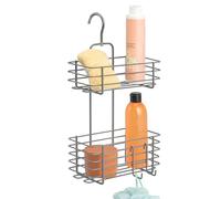 bremermann Estante de ducha con 2 cestas, repisa para cabina de ducha de cristal, cesta con ganchos para colgar - el organizador metálico perfecto (Gris)