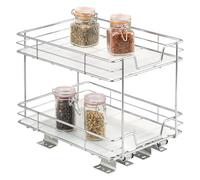 bremermann Estantería telescópica de 2 niveles para especias, armario extensible para estanterías, armarios y despensas, para alimentos, especias y suministros, con estante, de metal resistente,