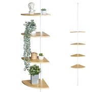 bremermann Estantería telescópica de bambú con 4 estantes, versátil para el salón, pasillo, baño, oficina o cocina - Altura de instalación variable de 140 a 290 cm