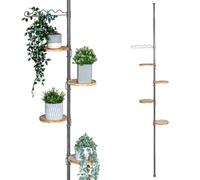 bremermann Estantería telescópica para flores 4 estantes y soporte para trepar, versátil para usar en el salón, el baño o la cocina - altura variable de 140 a 290 cm, gris