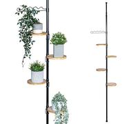 bremermann Estantería telescópica para flores 4 estantes y soporte para trepar, versátil para usar en el salón, el baño o la cocina - altura variable de 140 a 290 cm, color negro