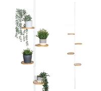 bremermann Estantería telescópica para flores 4 estantes y soporte para trepar, versátil para usar en el salón, el baño o la cocina - altura variable de 140 a 290 cm, color blanco