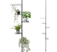 bremermann Estantería telescópica para Flores con 4 baldas y Soporte para Plantas trepadoras, para el salón, el Pasillo, el baño o la Cocina, con Altura de Montaje Variable de 140 a 290 cm (Gris)