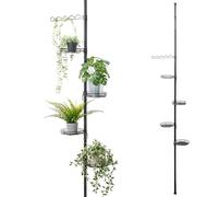 bremermann Estantería telescópica para Flores con 4 baldas y Soporte para Plantas trepadoras, para el salón, el Pasillo, el baño o la Cocina, con Altura de Montaje Variable de 140 a 290 cm (Negro)
