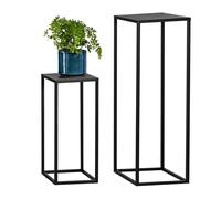 bremermann Juego de 2 taburetes de metal para plantas, soporte para plantas moderno ideal para sala de estar, pasillo y oficina, estantería de ahorro de espacio para decoración y plantas de interior
