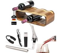 bremermann juego de botellero de 6 piezas incl. decantador vertedor con tapón, cuchillo de camarero, tapón de vacío, varilla enfriadora y cortador de papel de aluminio, juego de sommelier, de madera d