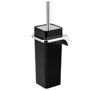 bremermann Juego de escobilla Cuadrada Savona Incl. Soporte de Pared para Pegar o taladrar y 1 Cabezal de escobilla de Recambio - escobillero de plástico para baños y aseos de Invitados (Negro)