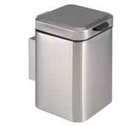 bremermann Papelera de pared cuadrada para cosméticos con soporte de pared, cubo de basura con doble montaje, cubo de basura para pegar o taladrar, capacidad de 3 litros, acero inoxidable