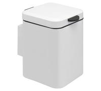 bremermann Papelera de pared cuadrada para cosméticos con soporte de pared, cubo de basura con doble fijación, para pegar o taladrar, capacidad de 3 litros, de metal blanco