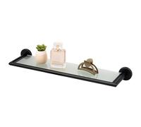 bremermann Piazza Black - Estante de cristal con marco de acero inoxidable, ideal para baño y ducha, estante de cristal y acero inoxidable, color negro mate