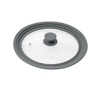 bremermann Tapa de Cristal Universal con Borde de Silicona, 24/26/28 cm, Medio (Gris)