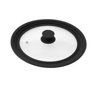 bremermann Tapa de Cristal Universal con Borde de Silicona, 24/26/28 cm, Medio (Negro)