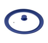 bremermann Tapa de Cristal Universal con Borde de Silicona, 30/32/34 cm, Grande (Azul)