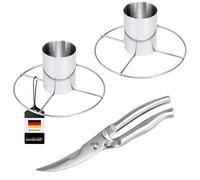 Bremermann - Tijeras para aves de corral y 2 rejillas de pollo (3 piezas, acero inoxidable), color negro