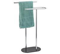bremermann Toallero de pie de pie, 2 barras, con base de cristal, toallero (negro)