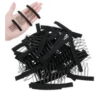 Bremorou 40 peines de peluca, pinzas de peluca de 7 dientes y 4 dientes para asegurar la peluca, clips de pelo para pelucas, clips de extensión para pelucas y gorras de peluca (negro)