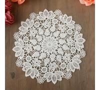 Bremorou 6 Unidades de Encaje Redondo Bordado Camino de Mesa Redondo de Ganchillo Hecho a Mano Encaje Blanco Ganchillo Camino de Mesa Pequeño para Bodas Fiesta de Cumpleaños