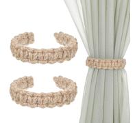 Bremorou Juego de 2 alzapaños trenzados para cortinas, estilo bohemio, elegante, rústico, alzapaños tejidos a mano, para decoración de granja, uso en interiores y exteriores